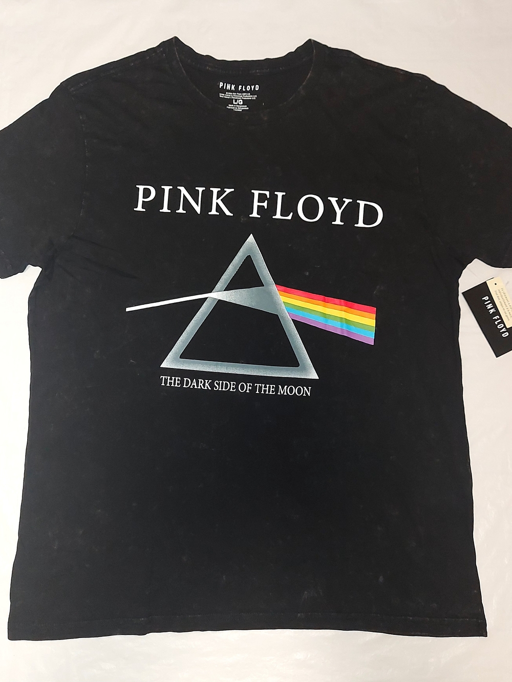 Pink Floyd Black Tee with Rainbow Prism Graphic